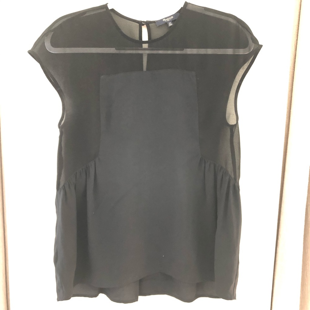 MADEWELL sheer and solid peplum blouse